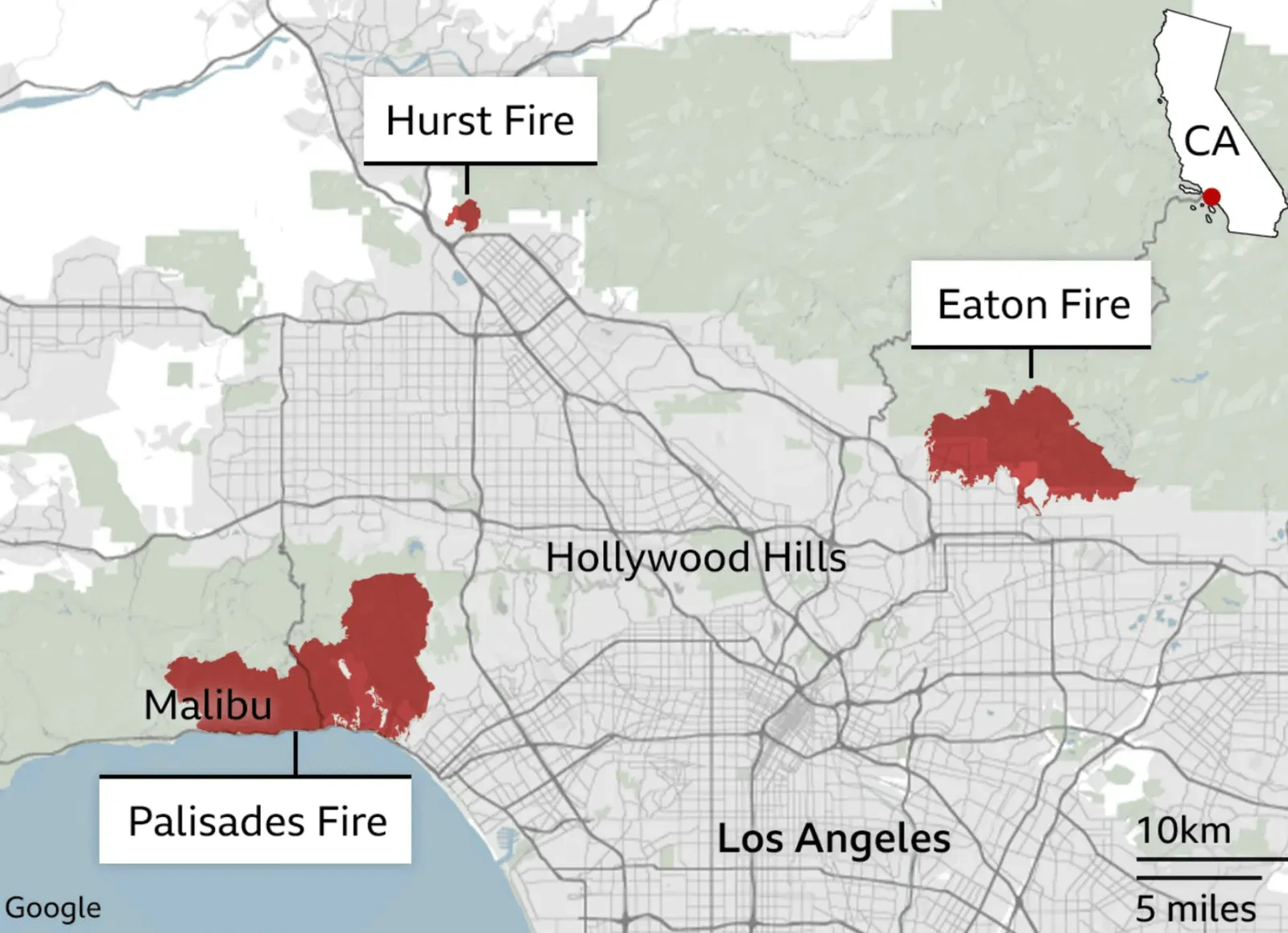 LA is on the fire map